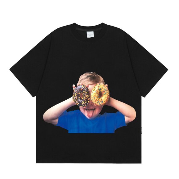 Black Short-Sleeved T-Shirt With Donut Print Acme De La Vie - Picture 1 of 5